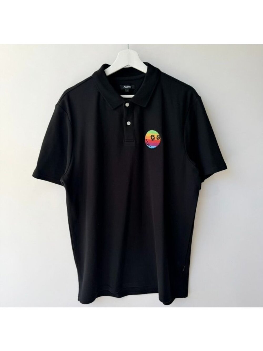 Malbon Golf x BEAMS Rainbow Polo Tee Men’s Size L Black Performance Shirt